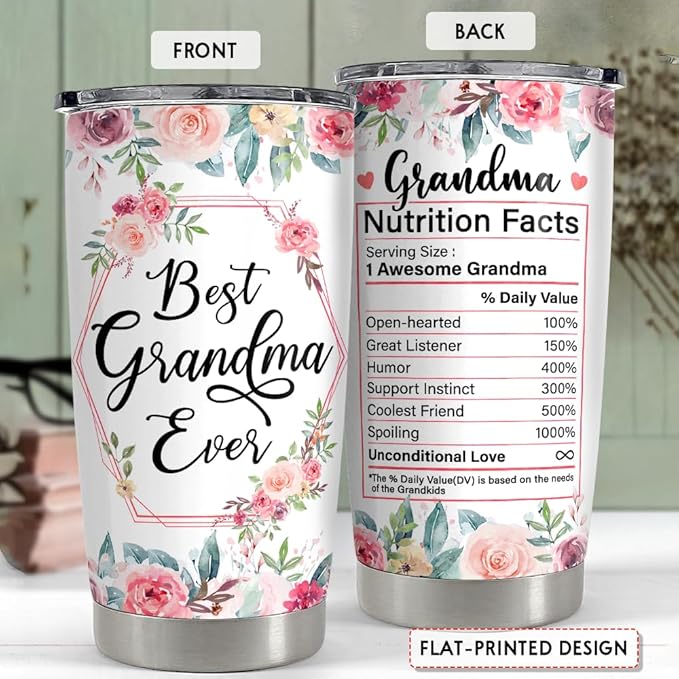 SANDJEST Grandma Tumbler 20oz Stainless Steel Insulated Tumblers Coffee Travel Mug, Grandma Gifts for Mothers Day, Birthday, Christmas