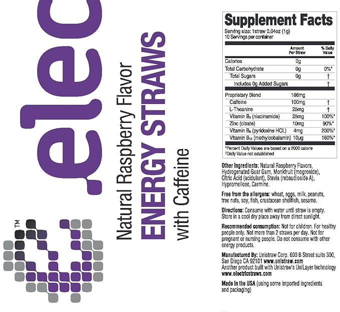 Smooth and Gentle Caffeine Energy. No Sugar. No Calories. Healthy and All Natural Natural Raspberry Revelry – 10 Straw Pack