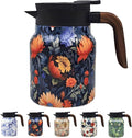 Vintage Pattern Coffee Carafes, 35 Oz/1 Liter - Hot and Cold with Infuser, Perfect for Parties/Home Use (Blooming Flowers)