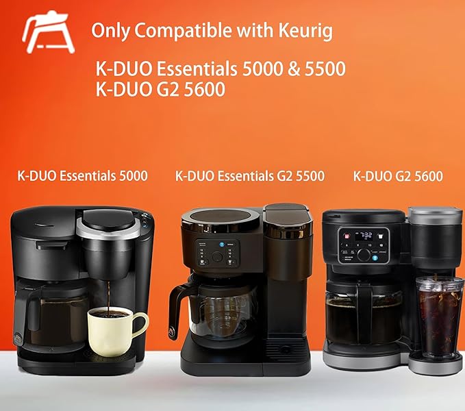 12 Cups Coffee Pot Replacement Compatible for KEURIG K-DUO Essentials 12 Cups Coffee Machine 5000 &5500 and K-DUO G2 K5600 (NOT Compatible with K-Duo 5100 Model) Black Handle