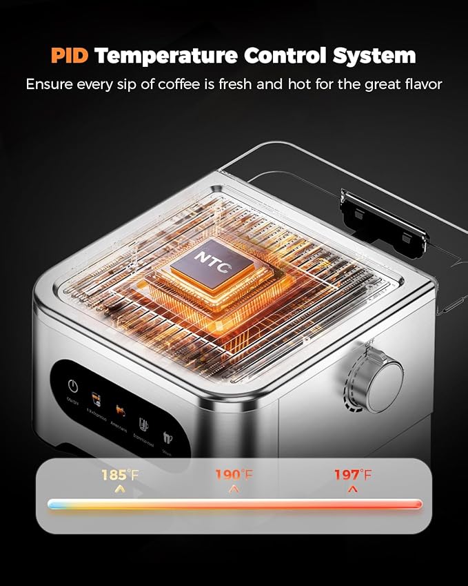 CHULUX Cold Brew Espresso Machine, 20 Bar Stainless Steel Touchscreen Cappuccino & Latte Machine with Steam Wand for Home