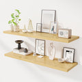 Dreamland 48" Floating Shelves for Wall, 12" Deep Slim Oak Floating Shelves, Wall-Mounted Shelves for Bedroom, Living Room, Kitchen, Bathroom - Set of 2
