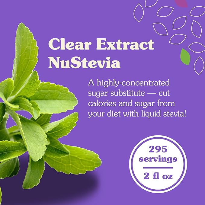 NuNaturals Clear Extract Stevia, Plant-Based Sweetener, Plastic Bottle, 2 oz