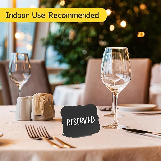 PigPotParty 18 Pcs Food Labels for Party Buffet w/Cleaning Spray, 4"x3" Mini Chalkboard Signs Include 2 Liquid Chalk Markers for Food Display - Food Tags- Table Palce Card (Waved Shape)