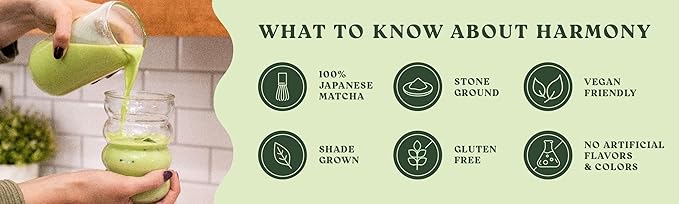 The Harmony Matcha Yuzu (7.05oz Bag - 20 Servings) Premium Japanese Matcha Powder, Rich in Antioxidants & L-Theanine, Sweetened with Organic Sugar, No Preservatives