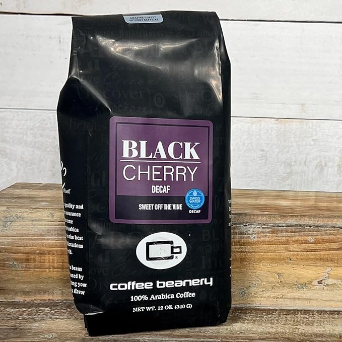 Coffee Beanery Black Cherry Flavored Coffee Swiss Water Process Decaf - 100% Specialty Arabica Coffee - 12oz bag (Whole Bean)