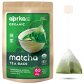 Organic Japanese Matcha Green Tea Bags - Ceremonial Grade Matcha Powder and 1st Harvest Spring Sencha Blend for Unforgettable Taste - 60 Tea Pyramids by Aprika Life