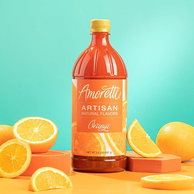 Amoretti - Natural Orange Artisan Flavor Paste, 8 oz, Perfect For Ice Cream, Beverages, Cakes, and more, Preservative Free, Vegan, Gluten Free, No Artificial Sweeteners, Highly Concentrated
