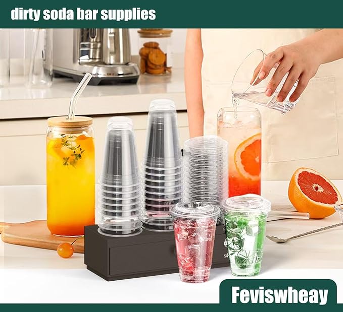2-Tier Coffee Syrup Organizer Rack with Drawer, No Assembly Required, Compact Stand for Torani & Monin Bottles, Dirty Soda Bar Supplies, Space-Saving for Small Countertop