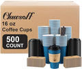 500 pack 16 oz Coffee Cups with Lids, Disposable To Go Paper Coffee Cups with Sleeves and Stirring Sticks for Hot/Cold Drinks Office Home Shop Event