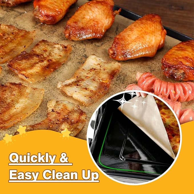 Air Fryer Liners Disposable, 100Pcs Parchment Paper with 4Pcs Teflon Mats Compatible with Nuwave 30QT Air Fryer Toaster Oven, Non-Stick Parchment Paper for Baking