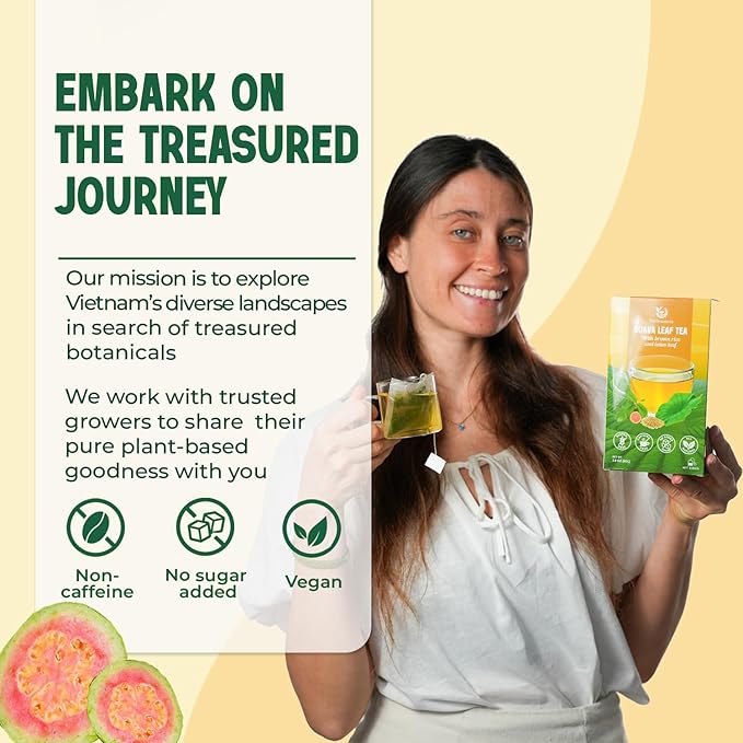VieTreasures Guava Leaf Fit Tea - 40 Tea Bags | Herbal Tea for Digestion, Detox & Weight Balance | With Brown Rice, Lotus Leaf & Stevia | Caffeine-Free, Vegan, Sugar-Free, 2.8oz