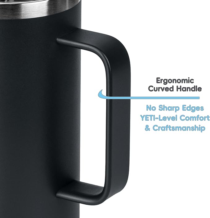 14/24oz Insulated Coffee Mug Cup With Handle, 304 Stainless Steel Vacuum Insulation, Tritan Detachable Slider Lid, BPA Free, Dishwasher Safe - Office & Home - Gray