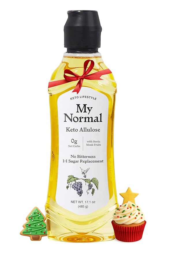My Normal Keto Allulose 17.10 oz - Allulose 99.52%, Monk Fruit, Stevia Blend Thin Syrup, Zero Calorie Sweetener, 1:1 Sugar Substitute, Low Glycemic, Gluten Free, Zero Net Carbs, Zero Sugar