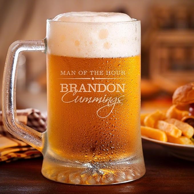 HomeWetBar Personalized Beer Mug and Bar Glassware for Craft Beer Lovers Custom Glass Beer Mug