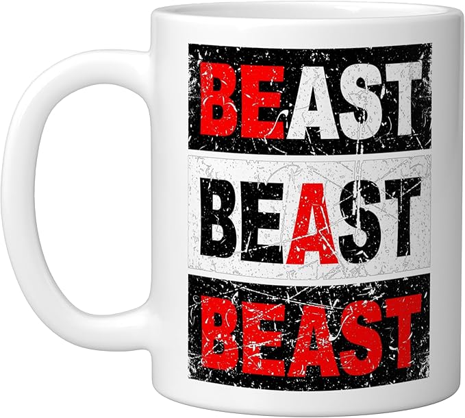 Retro Be A Beast Gym Training Shirt Ceramic Mug, White