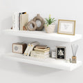 30 Inch Floating Shelves, Rustic Floating Wall Shelves 8 Inch Deep, 30 x 8 Floating Shelves for Home Decor, Deep Display & Storage Shelves for Kitchen, Bathroom, Living Room, White Color, Set of 2