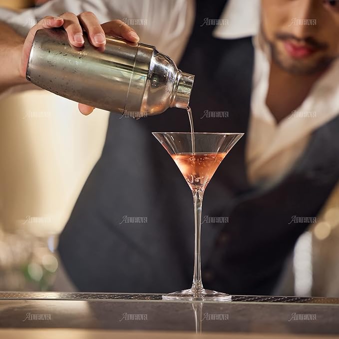 AUEAR, 12 oz/350ml Stainless Steel Cocktail Shaker Bottle Martini Drink with Built-in Strainer for Home Bar