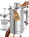 French Press Coffee Maker,304 Stainless Steel Coffee Press with scale lines and 2 Extra Filters for Kitchen & Camping (Silver, 50 OZ) 1.5 Litre