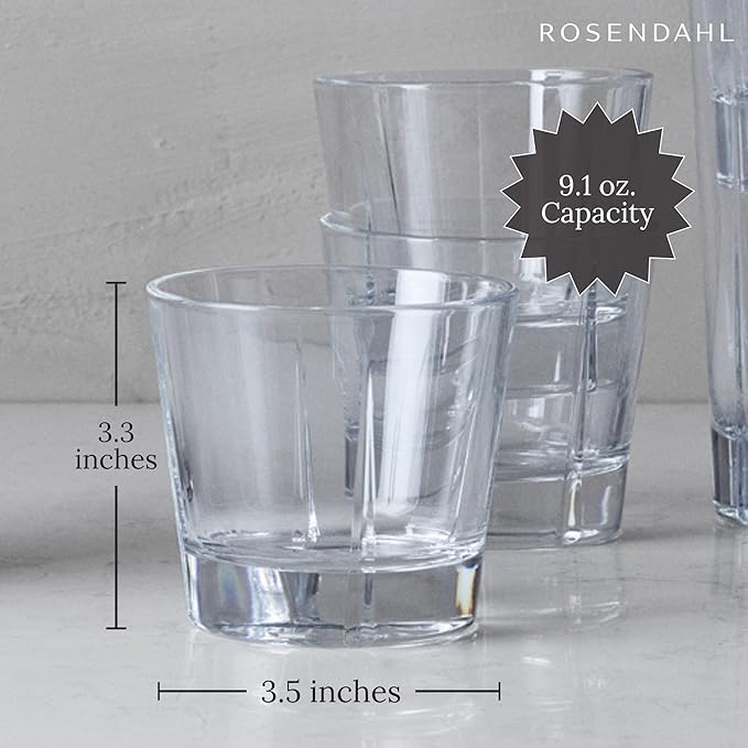 Rosendahl Grand Cru Highball Glasses (Set of 8) - 4 x 10.1 Oz, 4 x 9.1 Oz Premium Crystal Cocktail Glasses for Whiskey, Mixed Drinks, and Tall Beverages - Classic Clear Highball Tumbler Barware