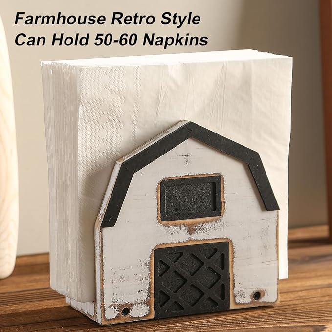 Vintage Wooden Napkin Holder for Table,Rustic Farmhouse Napkin Holders for Paper Napkins. (5.5"x5.5"x3")