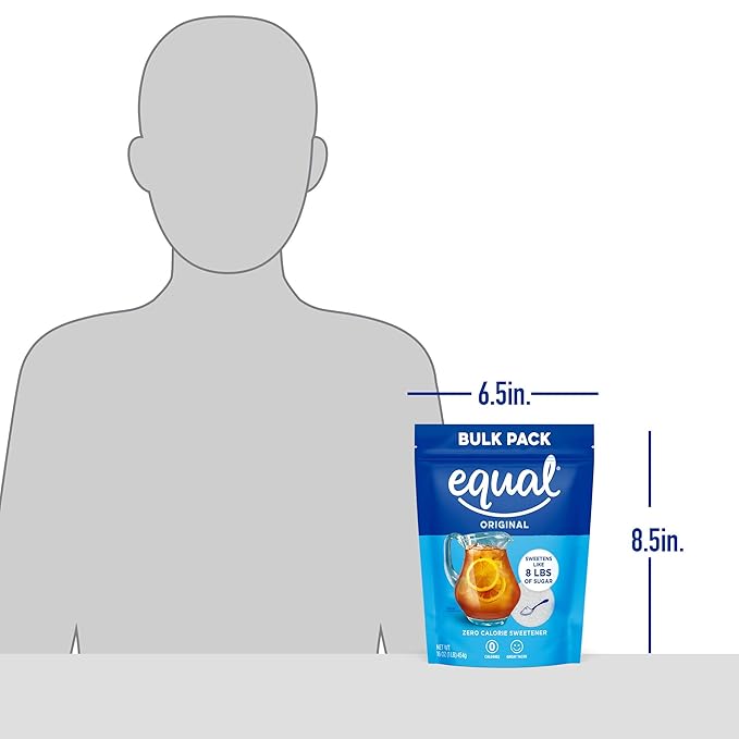 EQUAL 0 Calorie Sweetener, Powdered Aspartame and Acesulfame-K Sweetener, Zero Calorie Sugar Alternative, Erythritol Free, 1 Pound Bulk Bag (Pack of 6)
