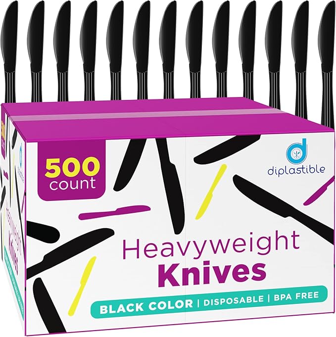 Plastic Knives Heavy Duty - Disposable Knives Plastic Utensils - Plastic Cutlery For Parties, Celebrations And Events Pack Of 500