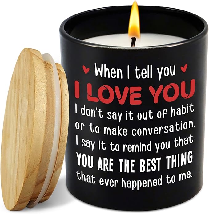 TEEZWONDER Christmas Anniversary Wedding Gifts for Men Women - Long Lasting Vanilla Lavender Candle 10 Oz - I Love You Gift for Him Her, Birthday Gifts for Husband Wife Boyfriend Girlfriend