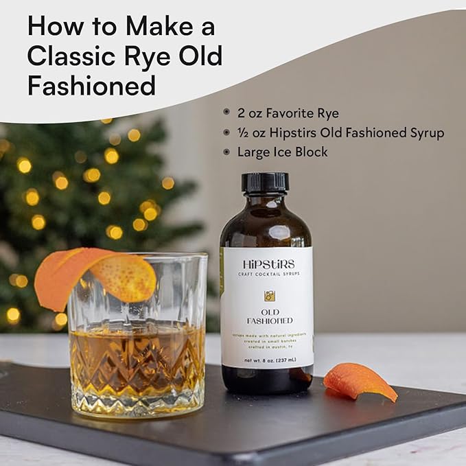 HipStirs Old Fashioned Mix - Our Artisan Old Fashioned Syrup uses Real Blood Orange Bitters for Cocktails to Make it a Rich and Timeless Winter Drink Mixer (8 Fl Oz)