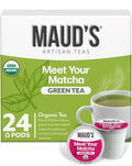 Maud's Organic Matcha Green Tea Pods, 24 ct, Recyclable Single Serve Tea Pods – 100% Gourmet Blended Tea Leaves, Compatible with Keurig K Cups Maker