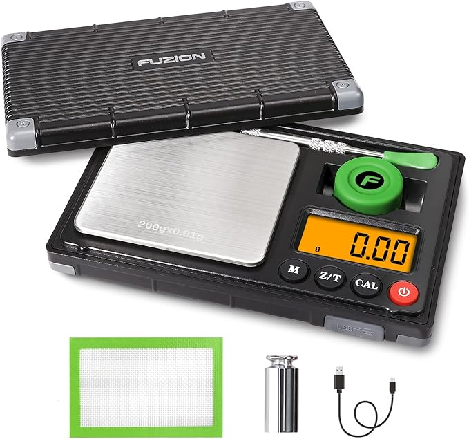 Fuzion Gram Scale, 200g/0.01g Rechargeable Pocket Scale, 6 Units Conversion, Mini Scale Gram and Ounce, Jewelry Scale, Reloading Scale, Great for Food, Spices, Powder, Coins