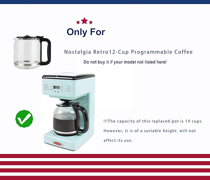 14 Cup Coffee Pot Replacement Compatible with Cuisinart Coffee Maker DCC-2200, DCC-3200, DCC-3200P1,DCC-3200FR,DCC-3200CPAMZ,DCC-2600,DCC-2800 14 cup coffee maker