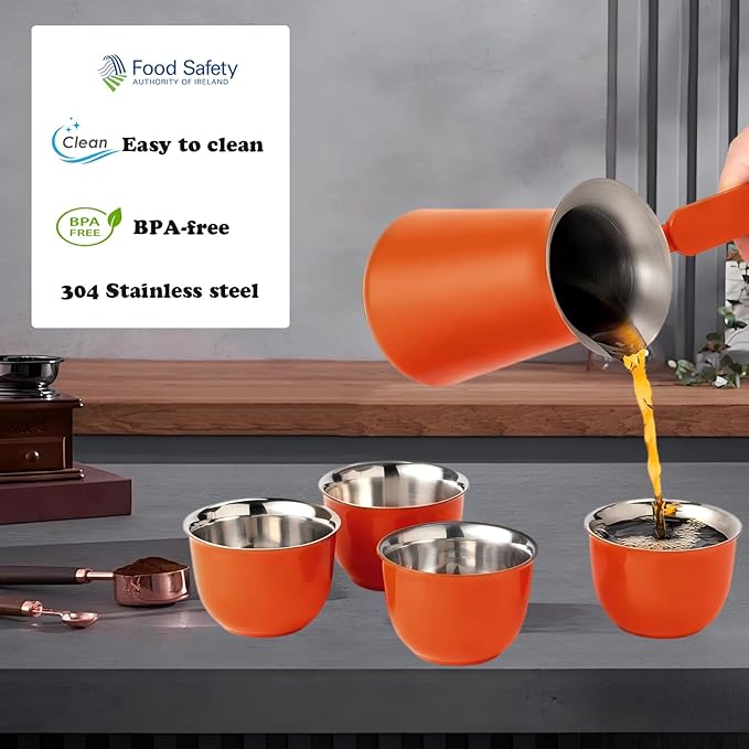 Turkish Coffee Pot Set- Coffee Maker, Briki Greek Turkish Pot with 4 Small Cups, Arabic Tea Pot, Cezve/Ibrik Coffee Pot for Stovetop(1 pot and 4 small cups)