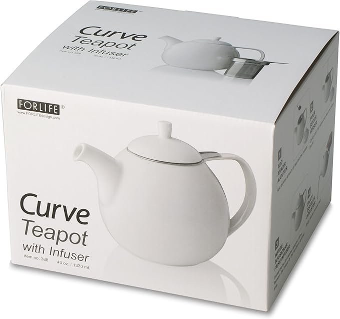 FORLIFE Curve Teapot with Infuser, 45-Ounce, Blue