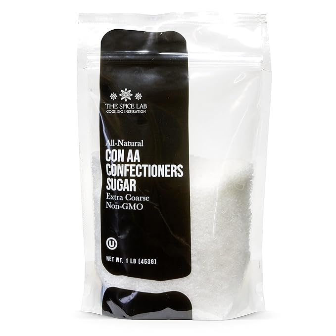 The Spice Lab Confectioners Sugar - White Extra Coarse Con AA Sugar Crystals for Baking and Cupcake Decorations - 1 Pound - Excellent for Decorating Cookies & Candy - Greatfor Bakeries