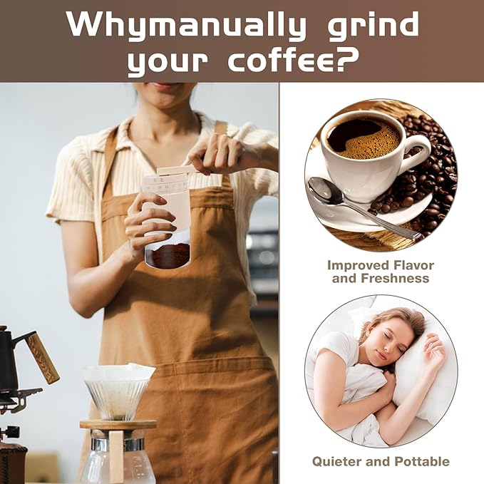 Mini Manual Coffee Grinder, 95 Ceramic Burr, Adjustable Coarse to Fine, 30g Bean Capacity with 80ml Powder Chamber, Detachable Handle Portable Grinder for Espresso, French Press, Travel & Camping，Pink