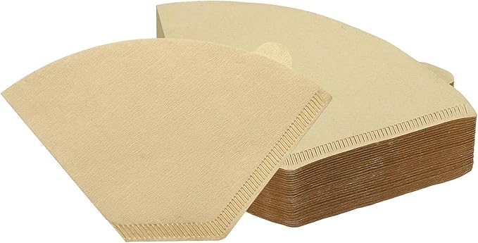 uxcell 100Pcs Coffee Filters, Disposable Fan-Shaped Paper Filter for 1-4 Cups, Suitable with Home Office Use and Drip Coffee Maker, Wood Color(U1O2)