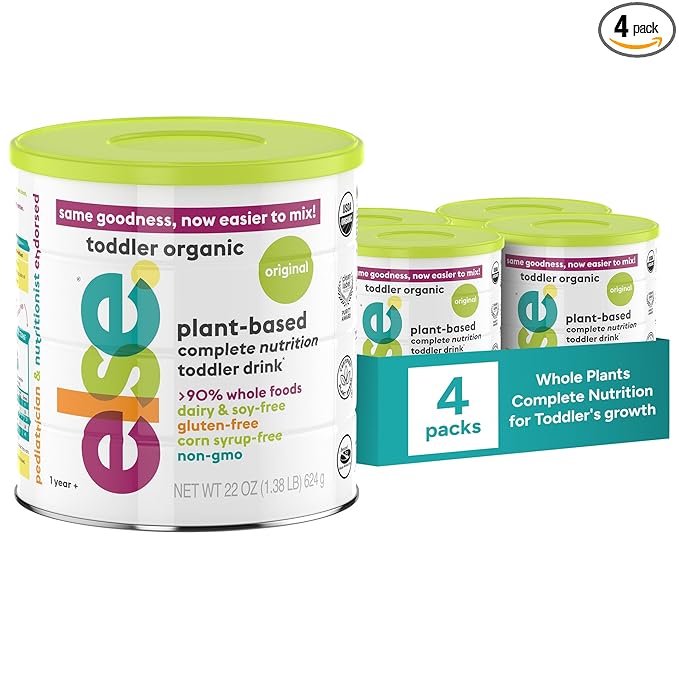 Else Nutrition Toddler Formula 12-36 mo., Plant Based Toddler Nutritional Drink - Soy & Dairy Free, Lactose Free - Complete Baby Formula (12-36 mo.), Protein Powder w/ 20+ Vitamins (22oz, 4-Pack)