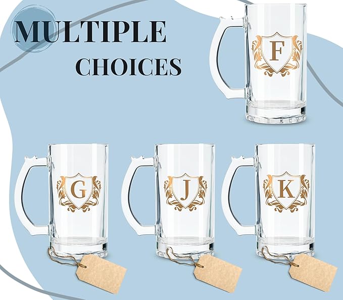 Onebttl Personalized Beer Stein Mug - 17 oz Heavy Beer Stein with Handle for Men - Boss Birthday