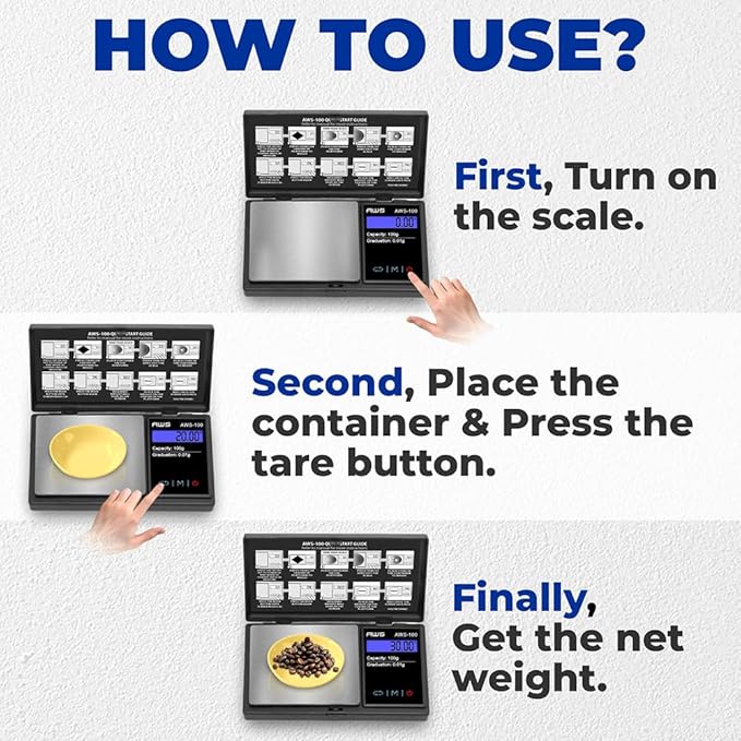 American Weigh Scales 100g x 0.01g Digital Pocket Scale | Precision Digital Scale LCD Display Grams Ounces, Jewelry Scale, Small Pocket Food, Electronic Lab Scale (Calibration Weight Included)