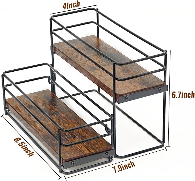 6 Bottle Coffee Syrup Rack Organizer 2 Tier Syrup Holder Stand for Coffee Bar Syrup Storage Shelves for Bar Family Storage Small Wine Rack for Syrup Wine Dressing