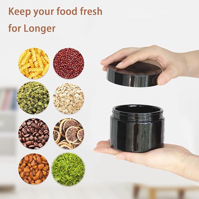 Black Glass Storage Jar 100ml Wide Mouth Airtight UV Protection Container for Spice Coffee