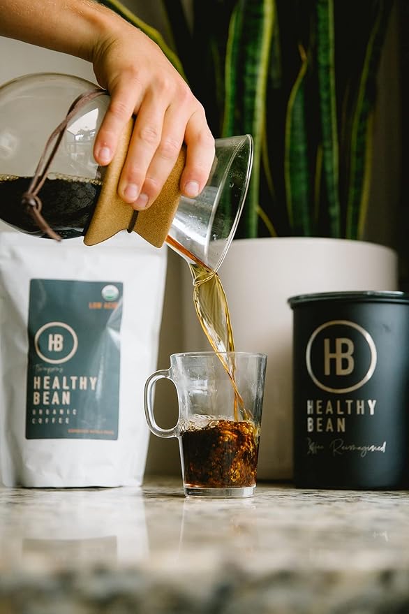 Healthy Bean Organic Espresso Ground Coffee Dark Roast - Low Acid Coffee Grounds for Sensitive Stomach - Dark Espresso Roast, USDA Organic, High Antioxidants, Strong and Rich Flavor, 11oz