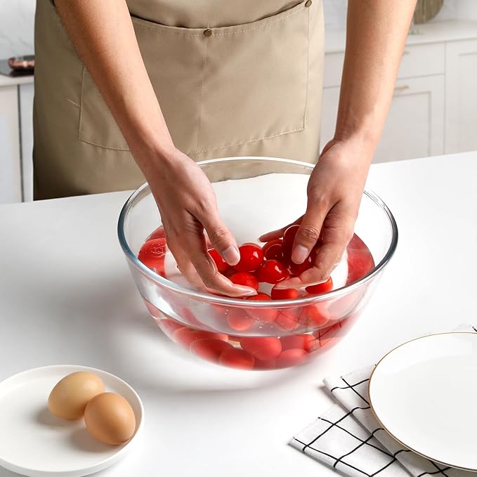 NUTRIUPS 4.5 Quart Large Glass Mixing Bowl, Clear Large Salad Bowls Glass Big Mixing Bowls for Kitchen