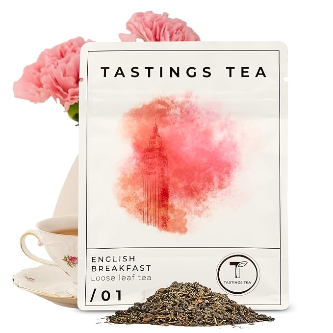 Tastings Tea English Breakfast Tea, 3.5 oz. | Natural Loose-Leaf Black Tea Blend with Assam & Nilgiri Flavor | Caffeinated