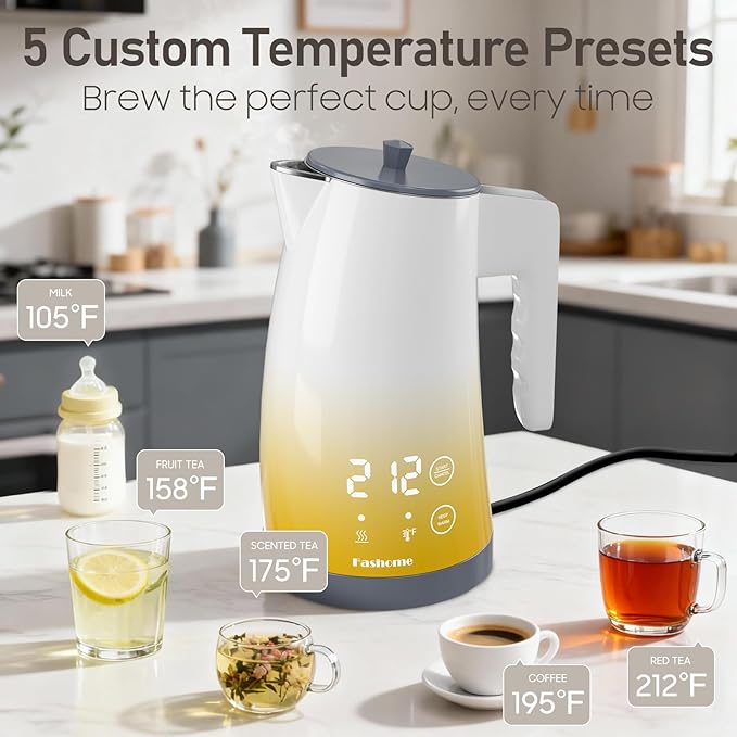 electric kettle with 5 presets temperature control (Yellow Gradient)
