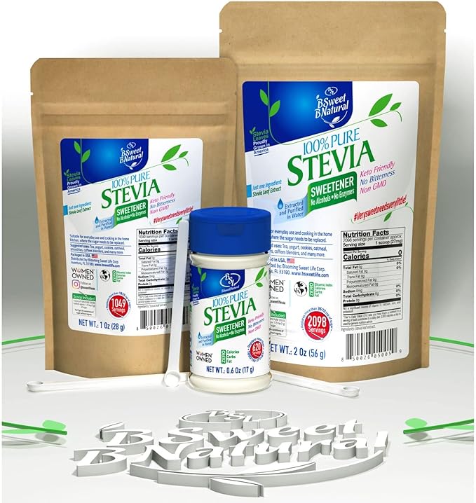 BSL 100% Pure Stevia Extract Powder Without Erythritol 0.6 Oz, No Artificial Sweetener, 620 Servings | Zero Calorie & Keto Friendly, Pure Stevia Powder