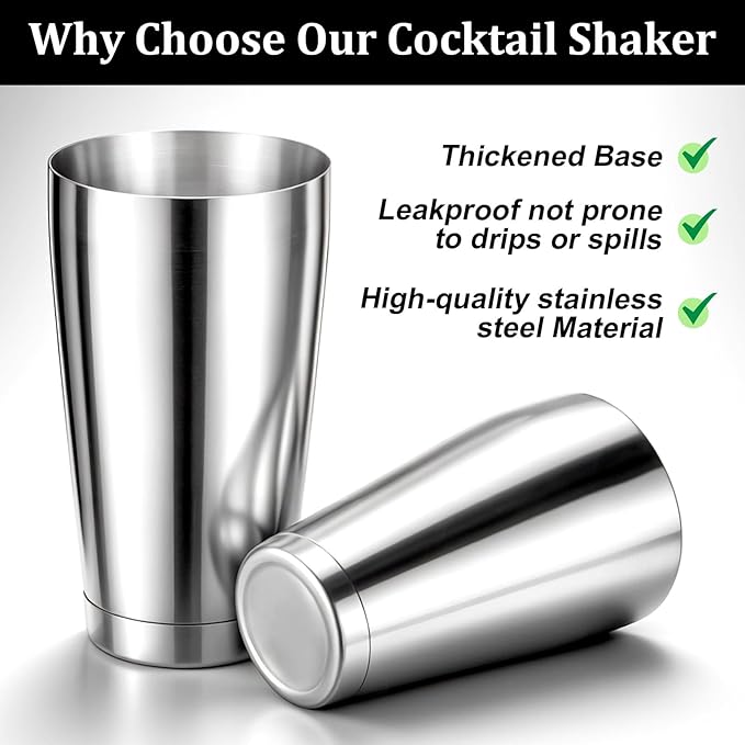 Giantree 6 Pcs Cocktail Shakers, Professional Boston Bar Shaker Set, Stainless Steel Cocktail Shaker Set for Bartenders, Essential Bar Tools Shakers Bartending, 20 Oz, 24 oz