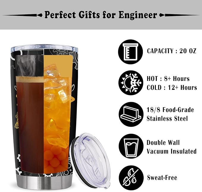 Engineer Gifts, Gift for Engineers Tumbler 20Oz, Mechanical Engineering Gifts for Men, Civil Engineering Student Graduation gift