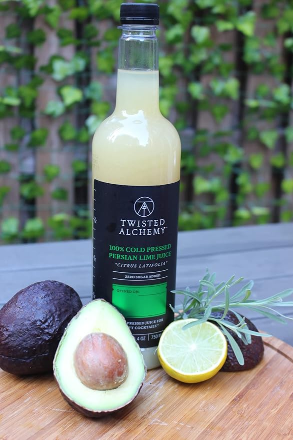 Twisted Alchemy Cold Pressed Fresh Juice For Craft Cocktails - Fresh, All Natural, Hand Squeezed Lime Juice Cocktail Mixer - (25 Oz Bottle, Pack Of 3) - Preservative Free, Non-GMO, 100% Pure -